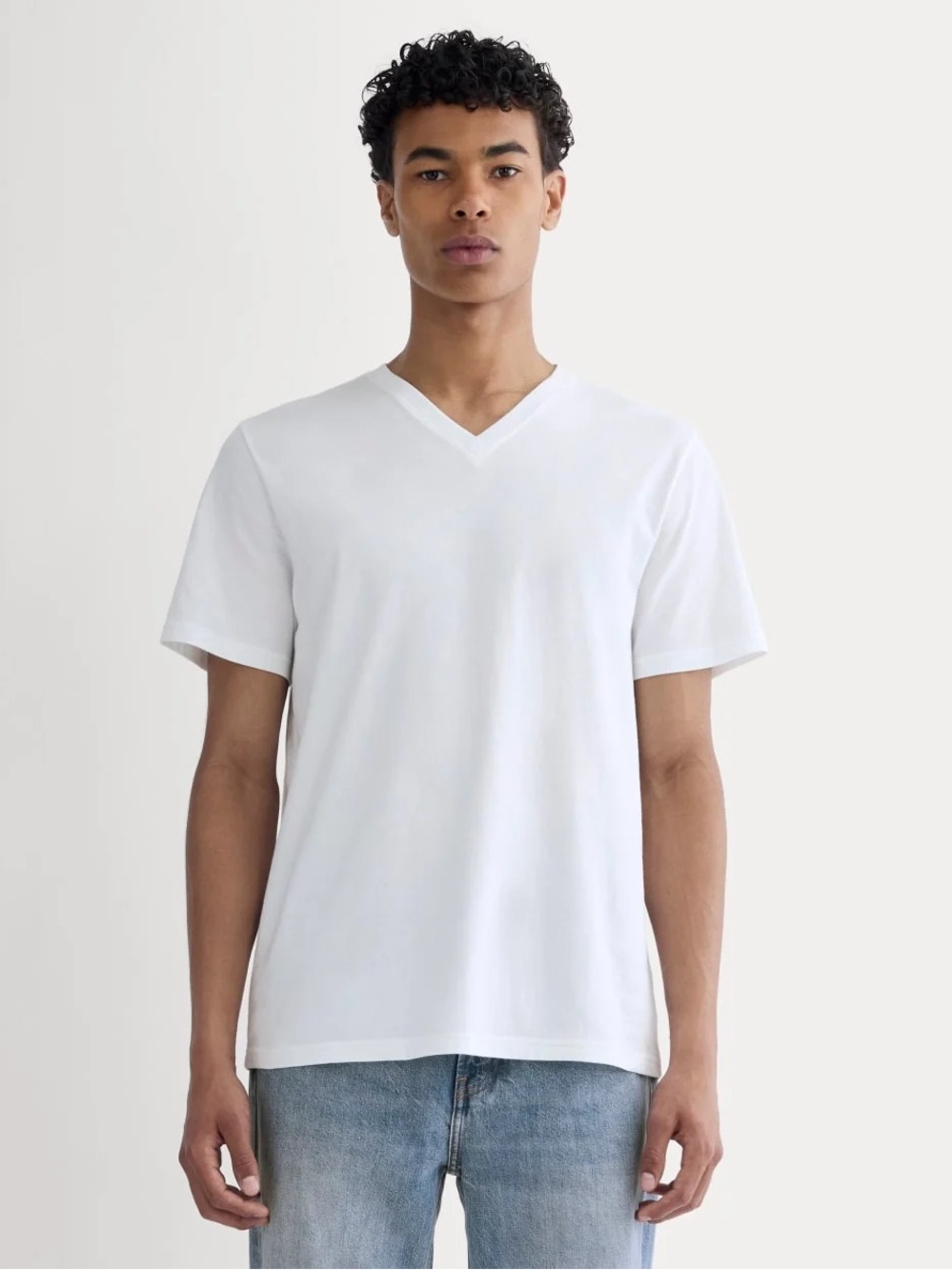 Everlane the essential organic White V-Neck Short Sleeve Tee bundle of 3